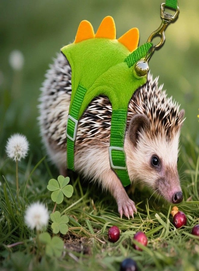 Luchike 1 Pack Dinosaur Shaped Ferret Harness and Leash Set Hedgehog Hamster Leash Guinea Pig Harness Adjustable Hamster Clothes Outfits Hedgehog Accessories Green - Image 4